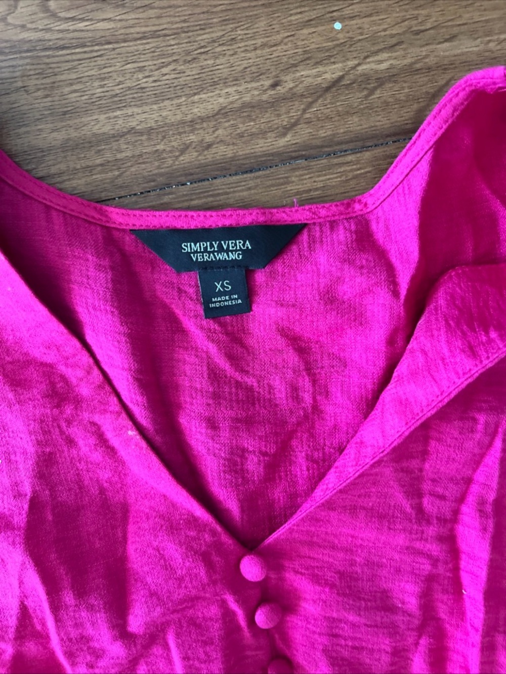 Simply Vera Vera Wang Hot Pink Maxi Dress with Button Bodice - Picture 4 of 8